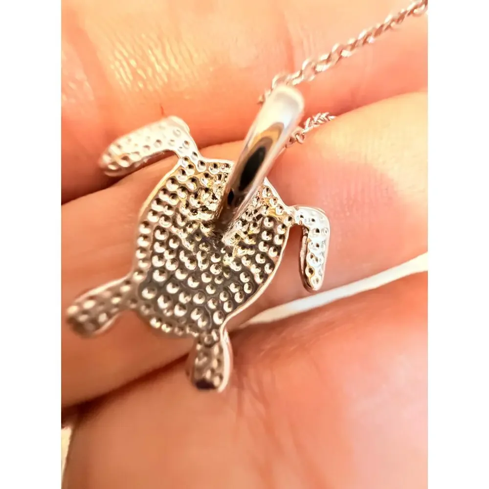 Vintage Sea Turtle Pendant Necklace 17”